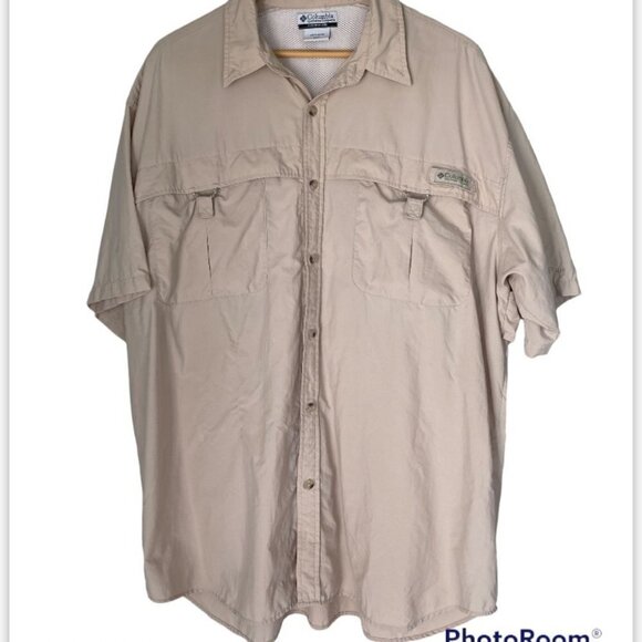COLUMBIA PFG Fishing Short Sleeve Button Up Shirt with Pockets Mens Size XL - Picture 1 of 8